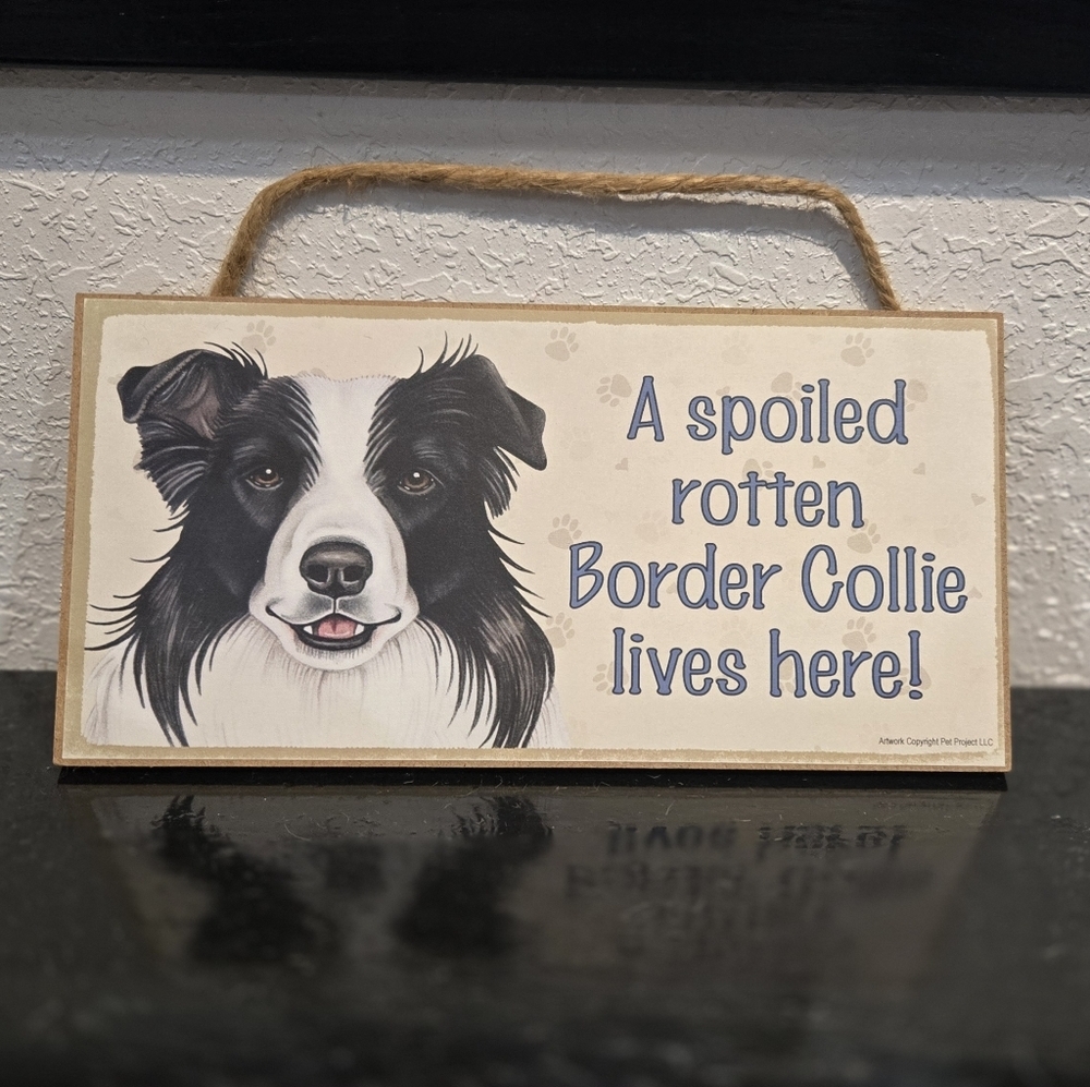 3/$20 Border Collie 'A Spoiled Rotten Dog Lives Here' Hanging Wall Sign Decor